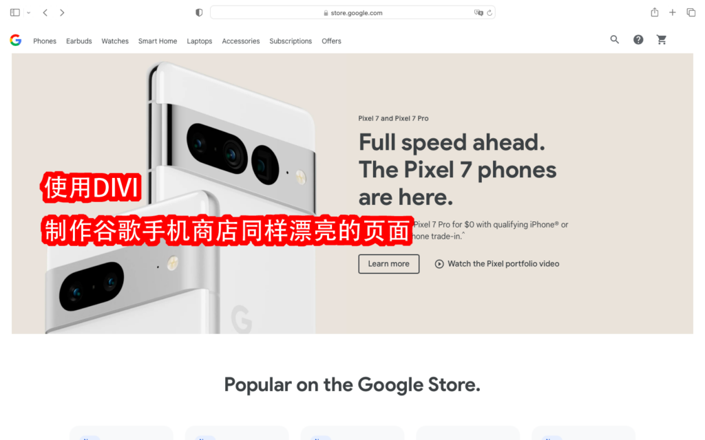 仿谷歌Pixel手机商店页面介绍DIVI功能