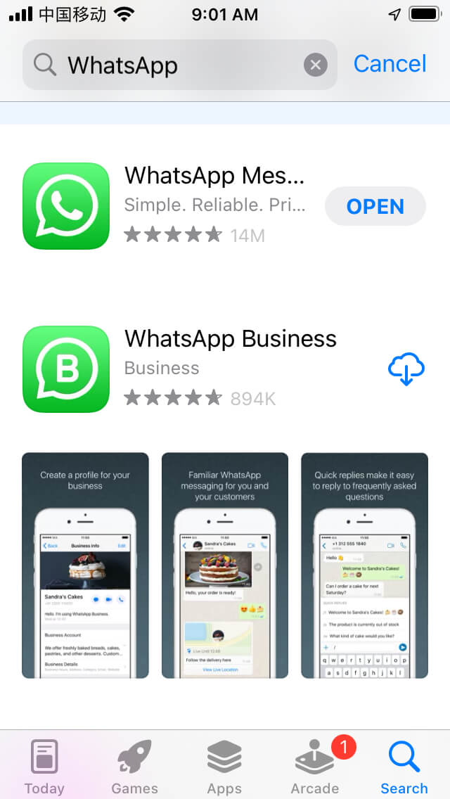 WhatsApp Messenger没有下架